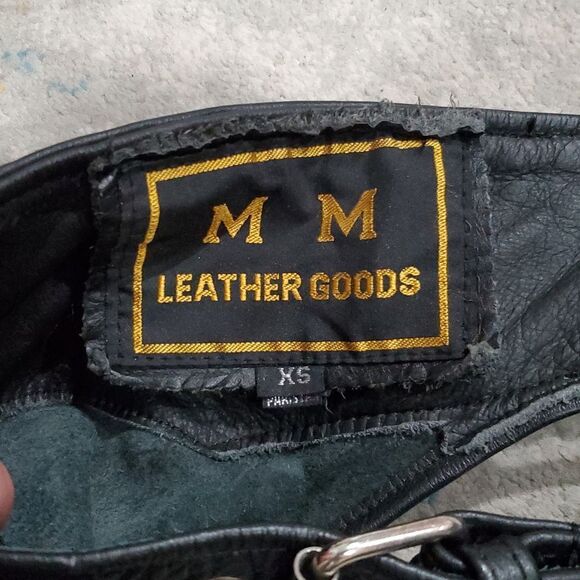 Genuine Leather Riding Biker Chaps by M M Leathers in Black Size XS - Picture 8 of 14